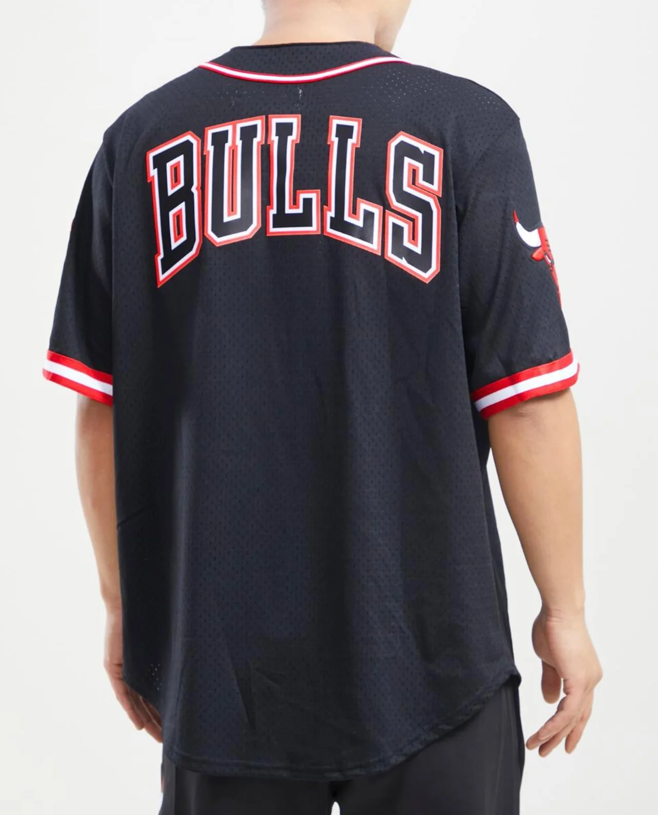 Chicago Bulls Black Logo Mesh Button Up Shirt - Image 2