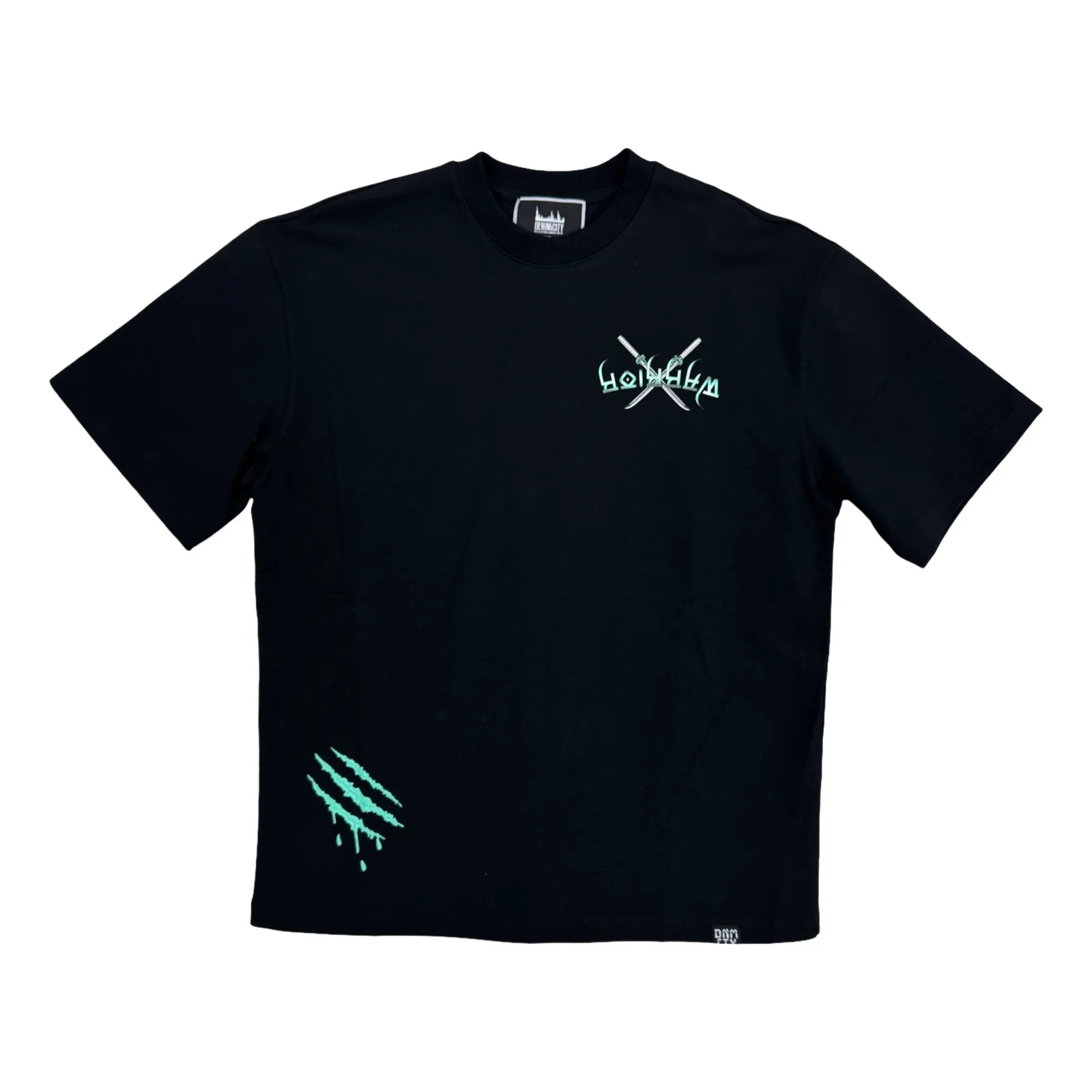 Denim City “Warriors” Black/Teal Stones Tee - Image 2