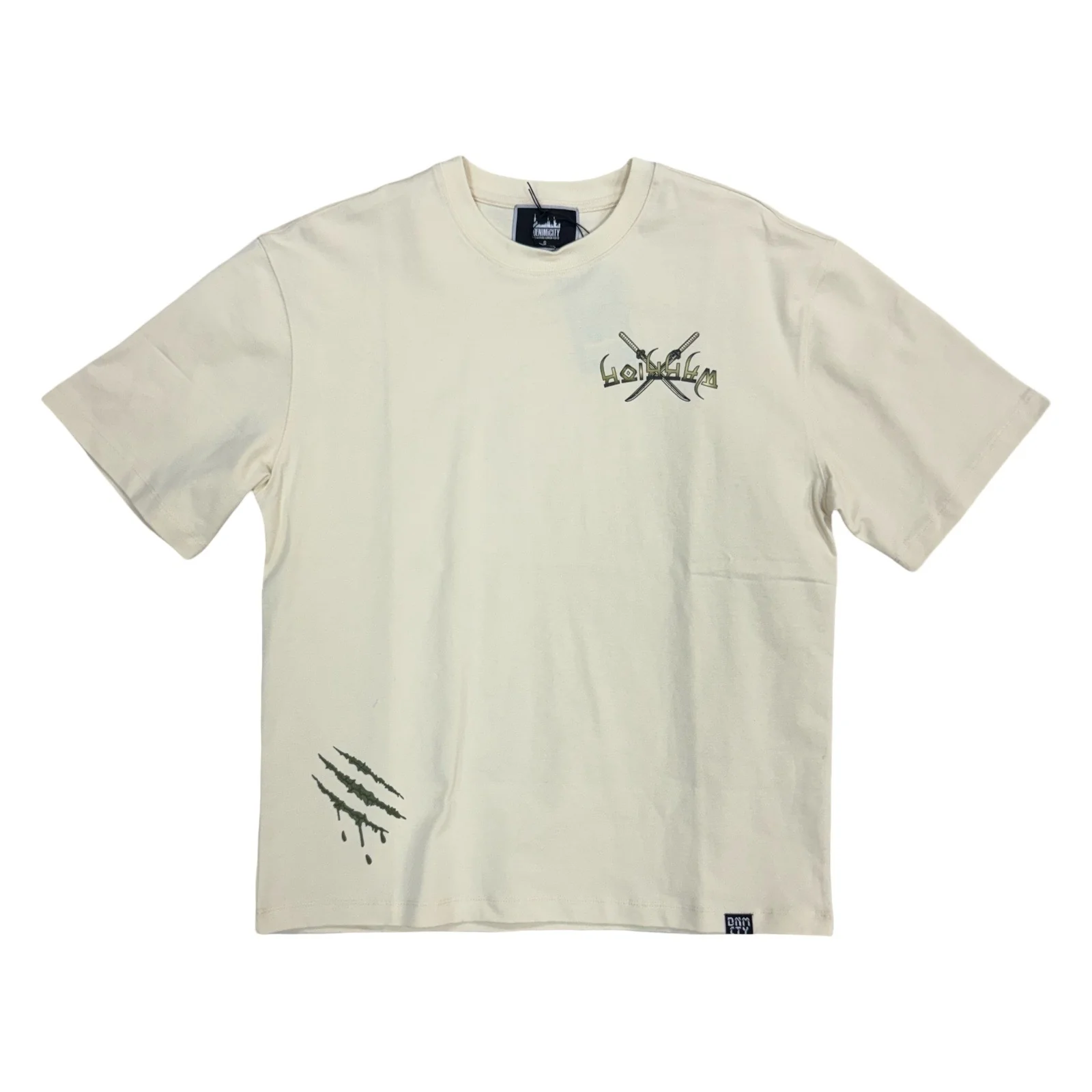 Denim City “Warriors” Cream/Olive Stones Tee - Image 2