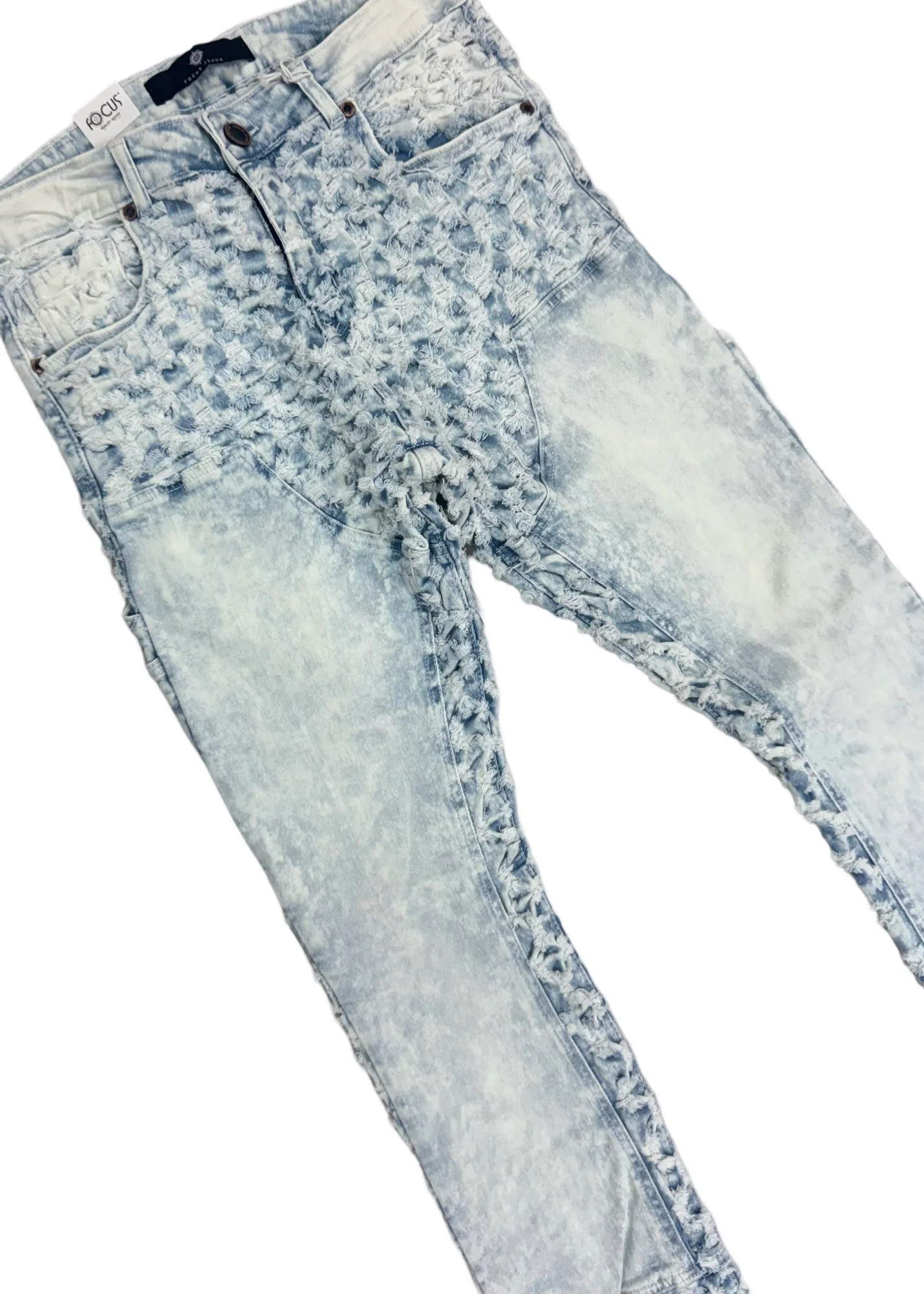 Focus Ice Blue Ripple Stacked Jeans (3603) - Image 2