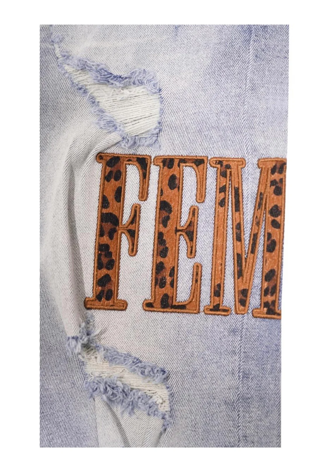 Homme Femme Cheetah Letterman Jeans (Blue) - Image 3