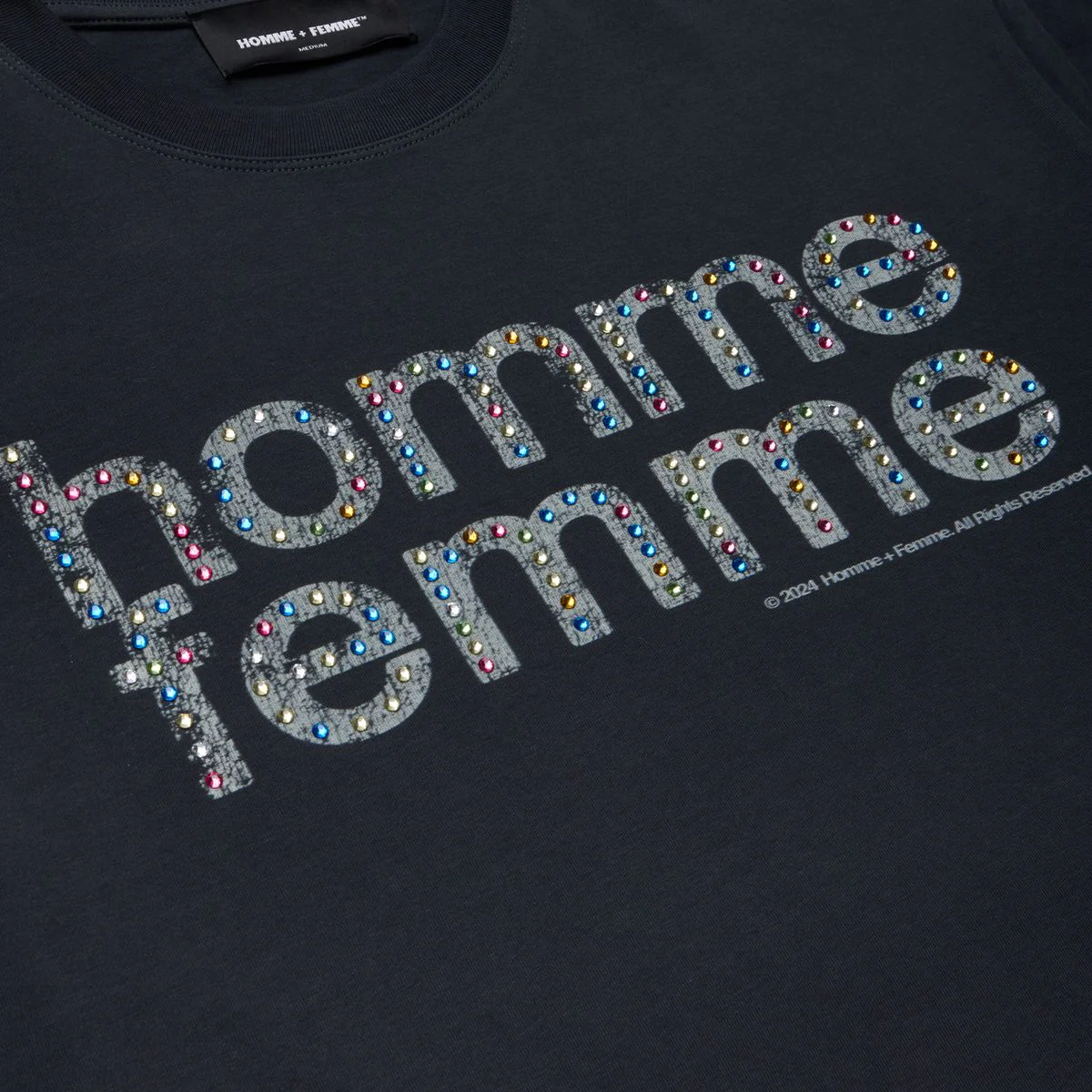 Homme Femme “Mardi Gras” Cropped Black Tee - Image 2