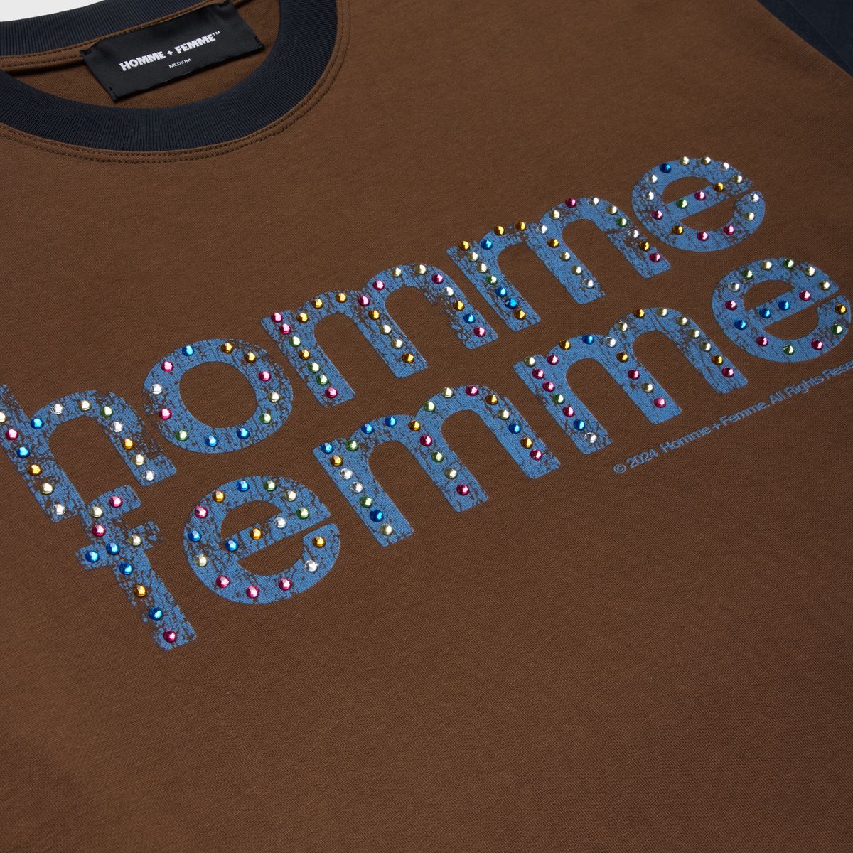 Homme Femme “Mardi Gras” Cropped Brown Tee - Image 2
