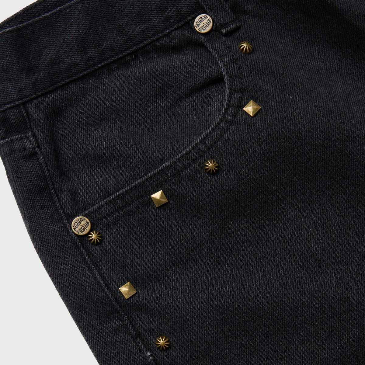 Homme Femme Studded Denim Black Shorts - Image 3