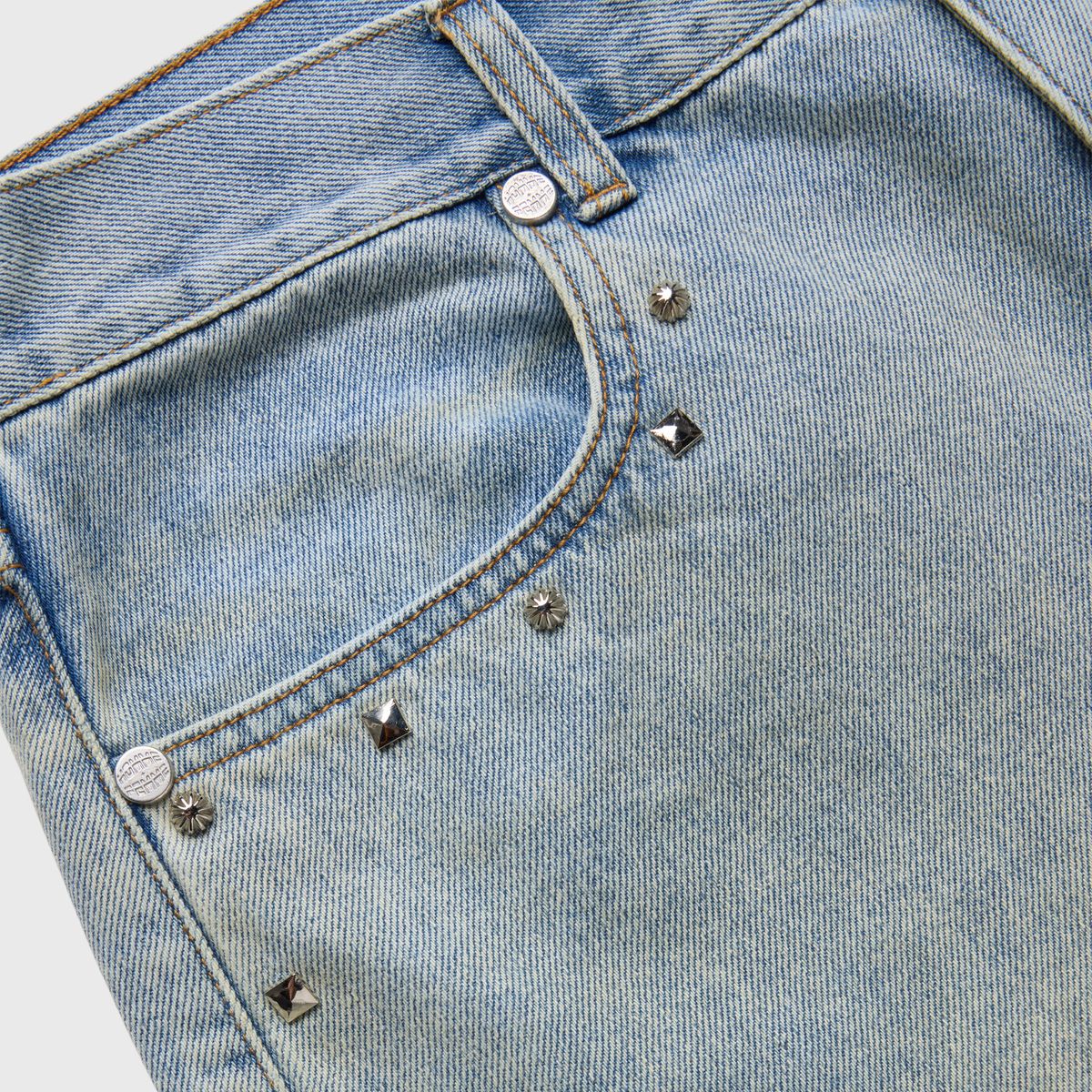 Homme Femme Studded Denim Shorts - Image 2
