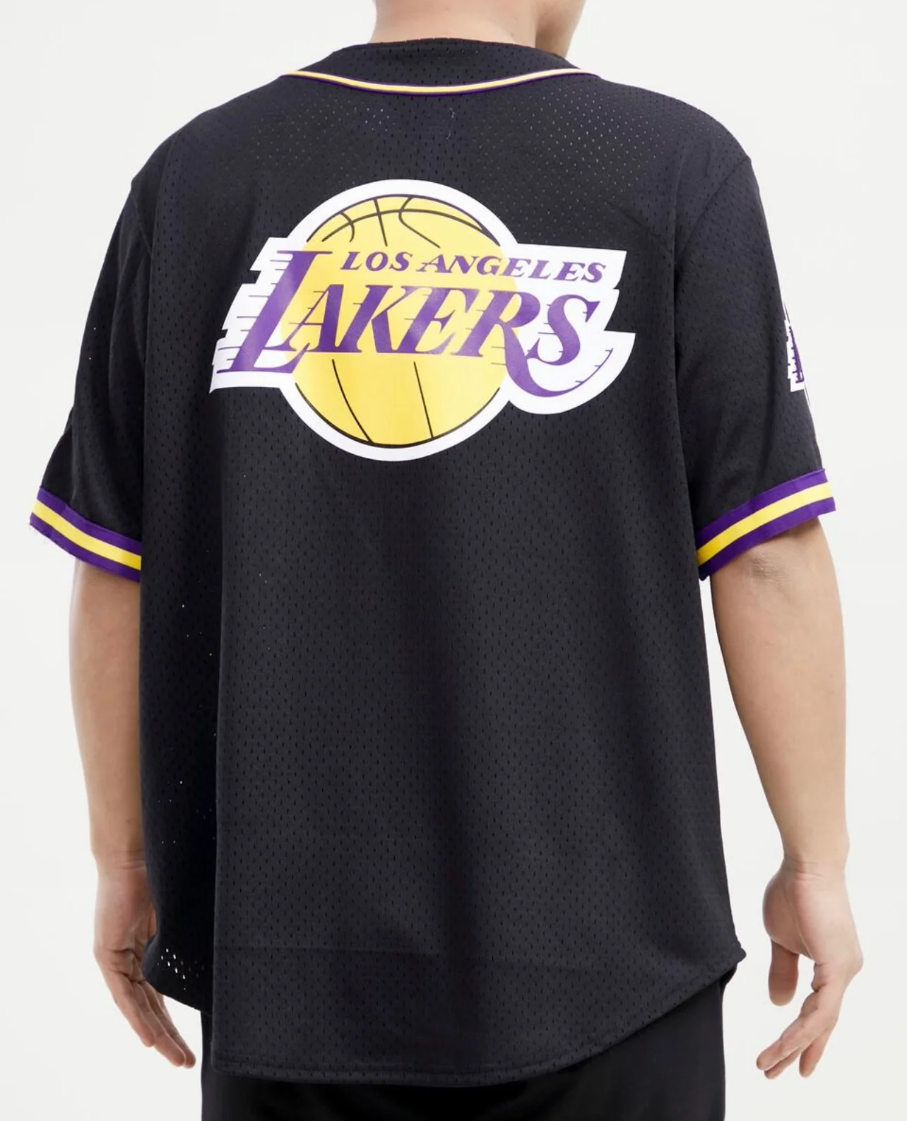 Los Angeles Lakers Black Logo Mesh Button Up Shirt - Image 2