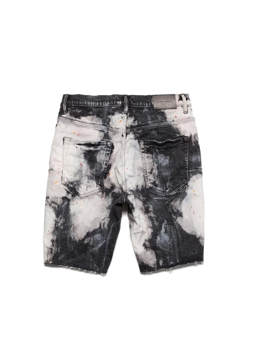 Purple Brand Black Bleached Out Splatter Shorts - Image 2
