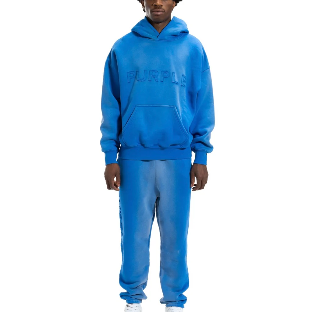 Purple Brand Embossed Logo Blue Jogging Set - Image 2