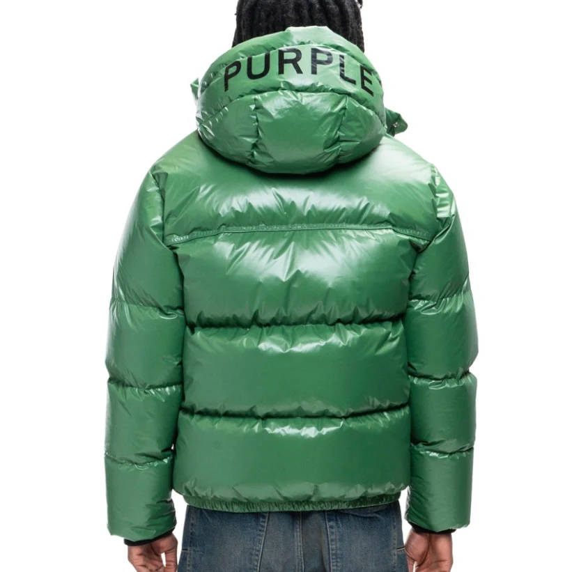 Purple Brand Green Nylon Puffer Jacket - Image 2