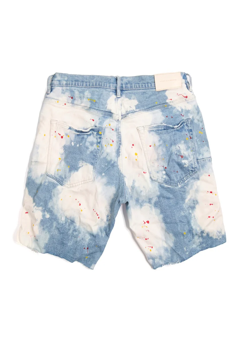 Purple Brand Light Faded Bleached Out Splatter Shorts - Image 2