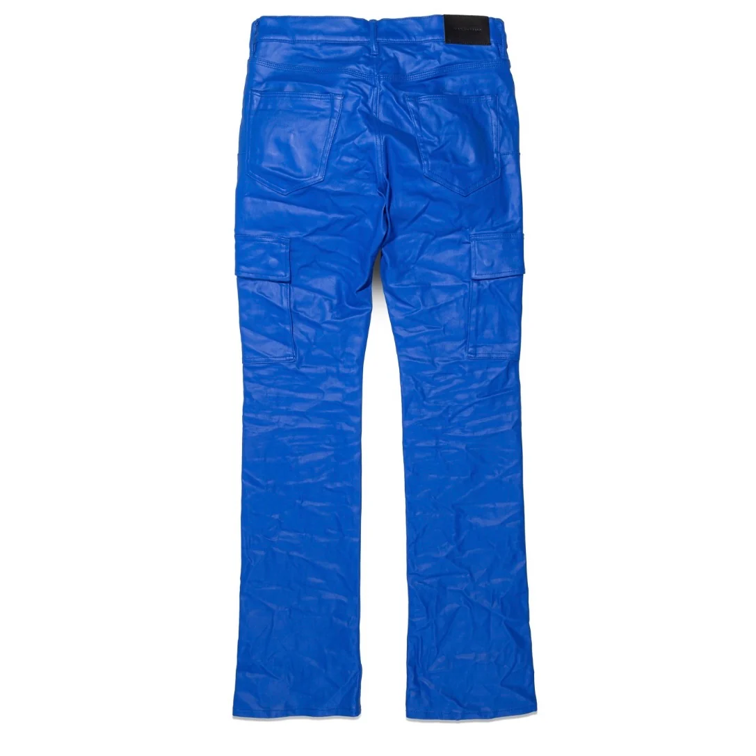 Purple Brand Patent Film Cargo Flare Royal Pants - Image 3