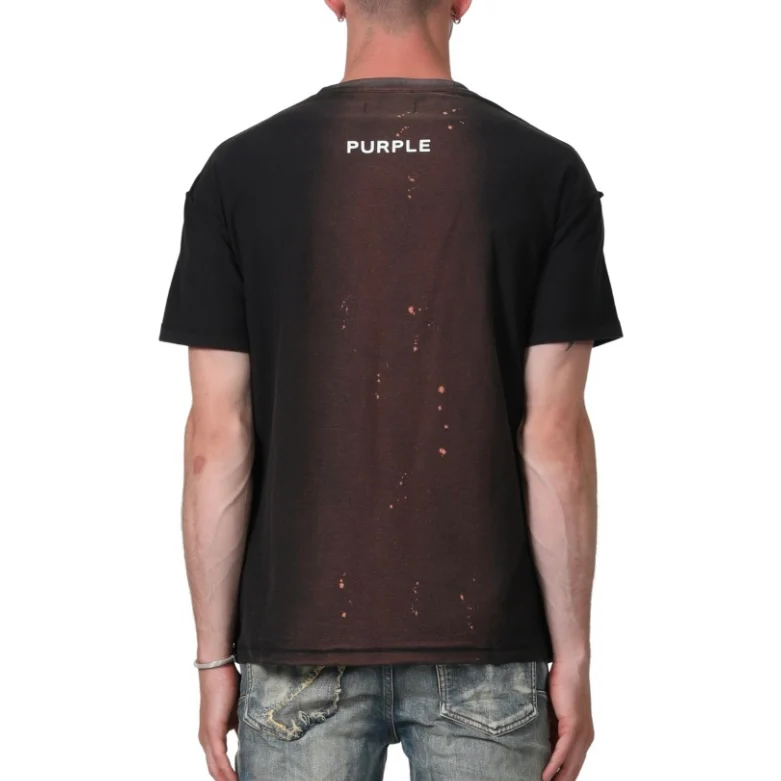 Purple Brand Textured Font Black Tie Dye S/S Tee - Image 2