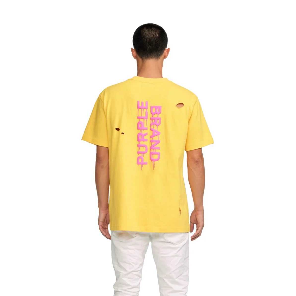 Purple Brand Textured Shattered Yellow S/S Tee - Image 2