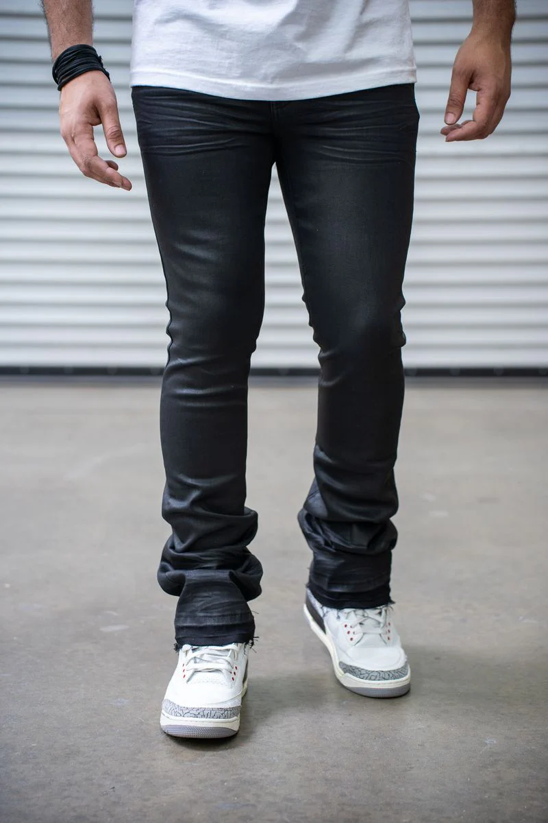 Reelistik Roma Wax Black Stacked Jeans (RST5017) - Image 2