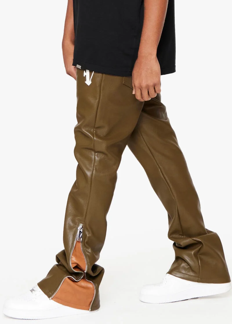 Valabasas “Cerniera” Leather Stacked Flare Jeans - Image 2