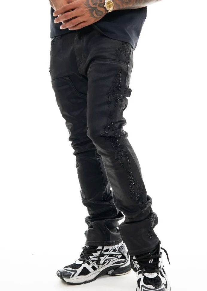 Vicious “Embellished Wax” Coated Jeans - Image 2