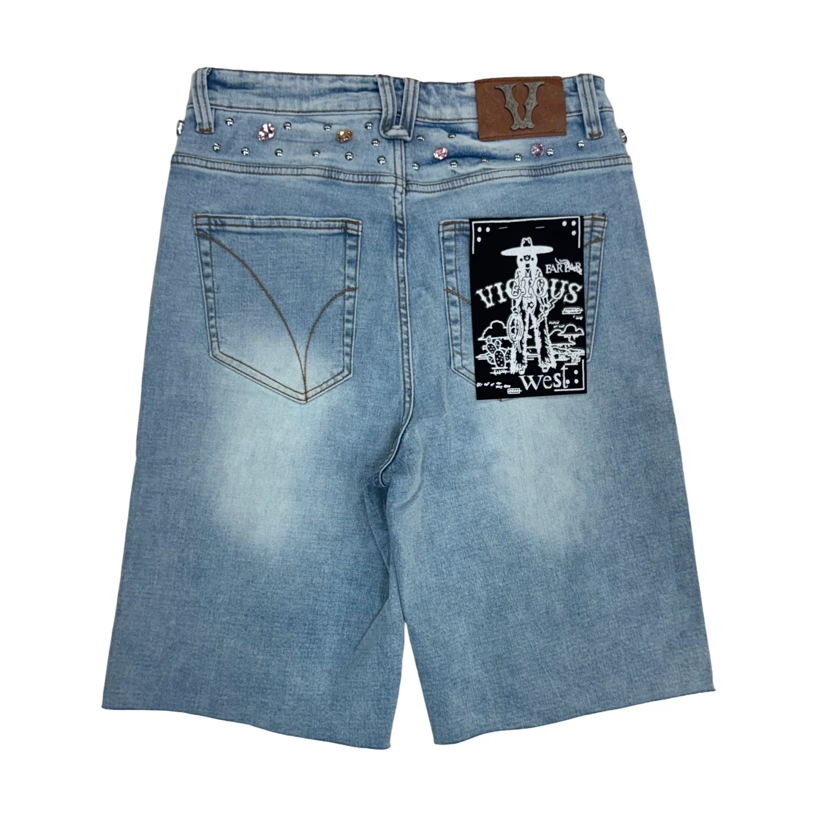 Vicious “Pearl” Stones Indigo Blue Shorts - Image 2